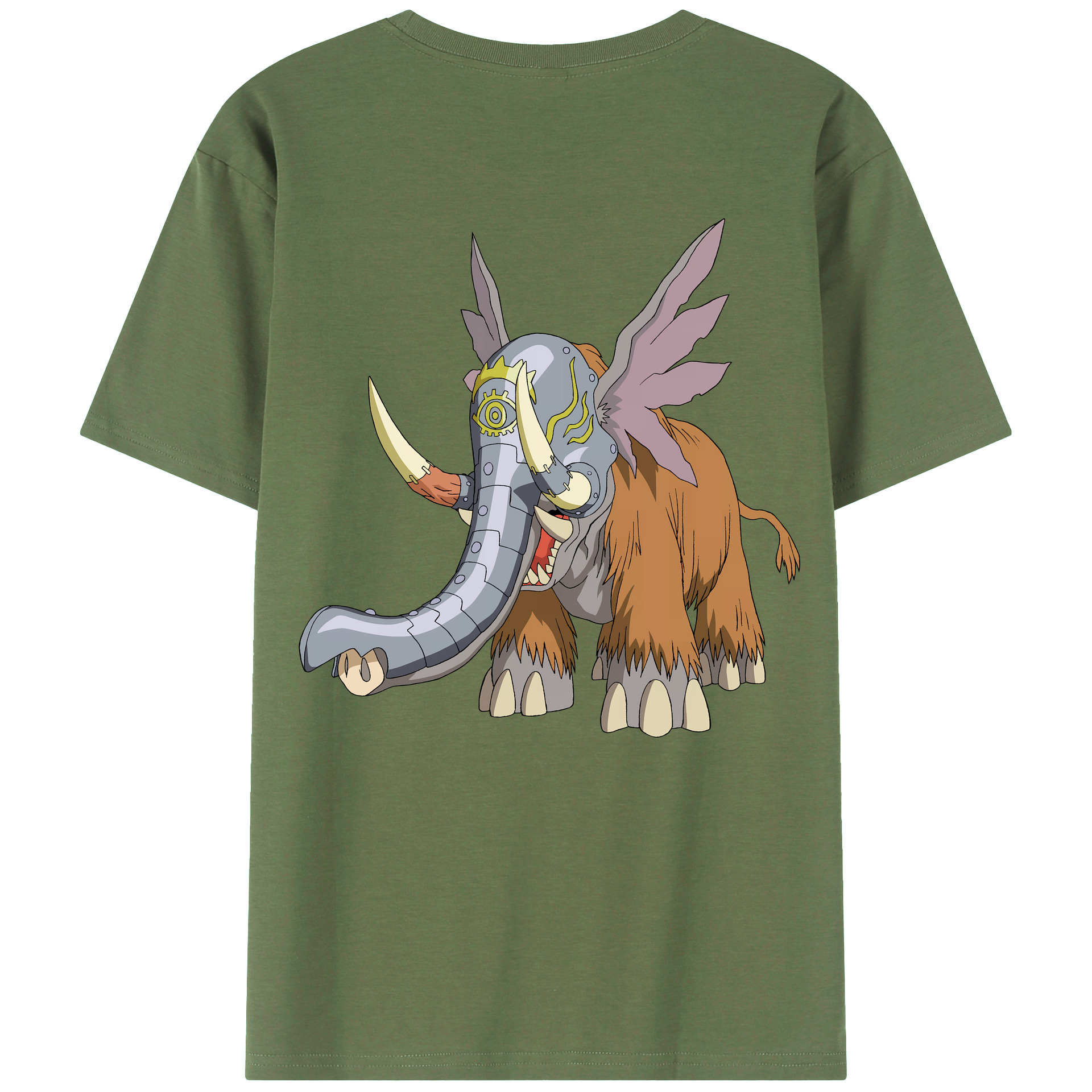 （画像用） Digimon デジタルモンスター/デジモン 綿100％ メンズ半袖Tシャツ（バックプリント） 通気性